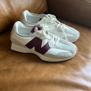 New Balance 327 white and maroon